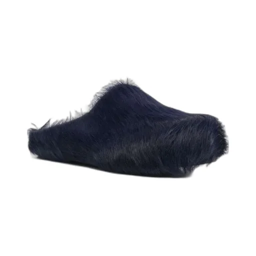 Blue Long Hair Calfskin Fussbett Sabot