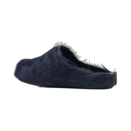 Blue Long Hair Calfskin Fussbett Sabot