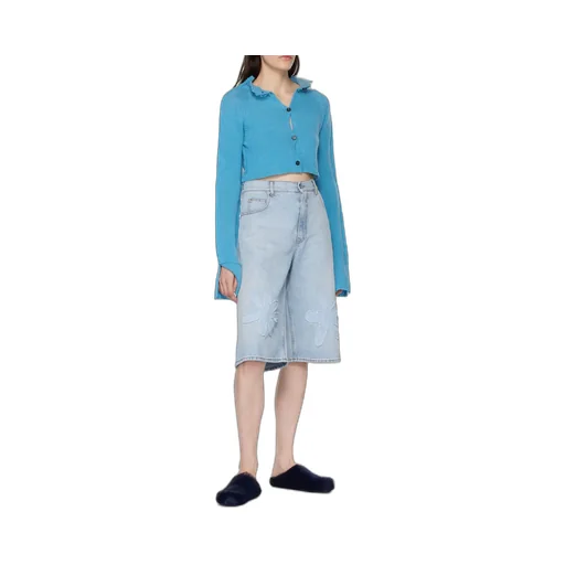 Blue Long Hair Calfskin Fussbett Sabot