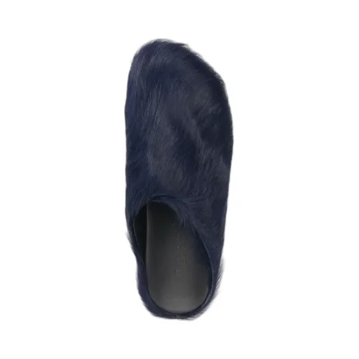 Blue Long Hair Calfskin Fussbett Sabot