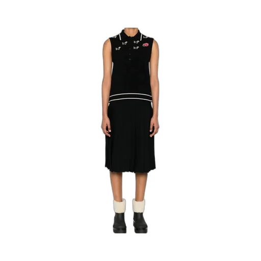 Thom Browne Hector-Embroidered Knitted Polo Top