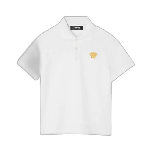 Versace Kids Medusa Embroidered Short Sleeved Polo Shirt