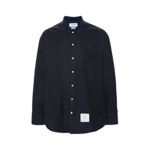 Thom Browne Rwb Stripe-Printed Curved Hem Overshirt