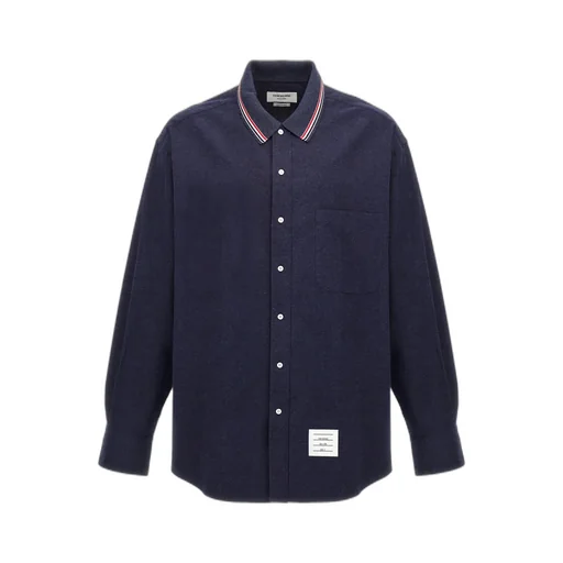 Thom Browne Rwb Stripe-Printed Curved Hem Overshirt
