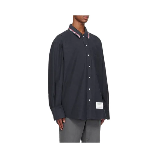 Thom Browne Rwb Stripe-Printed Curved Hem Overshirt