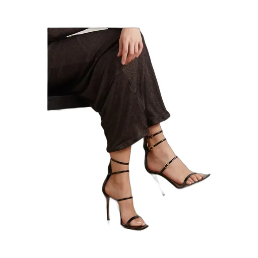 Logo Lacquered Clasp High-Heeled Sandals