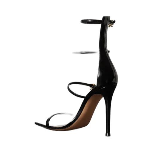 Logo Lacquered Clasp High-Heeled Sandals