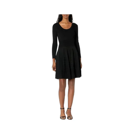 Pleated Long-Sleeved Dress