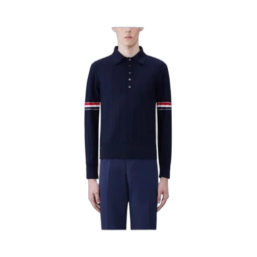 Thom Browne Rwb-Striped Long-Sleeved Polo Shirt