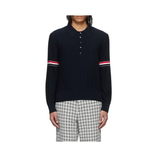 Thom Browne Rwb-Striped Long-Sleeved Polo Shirt