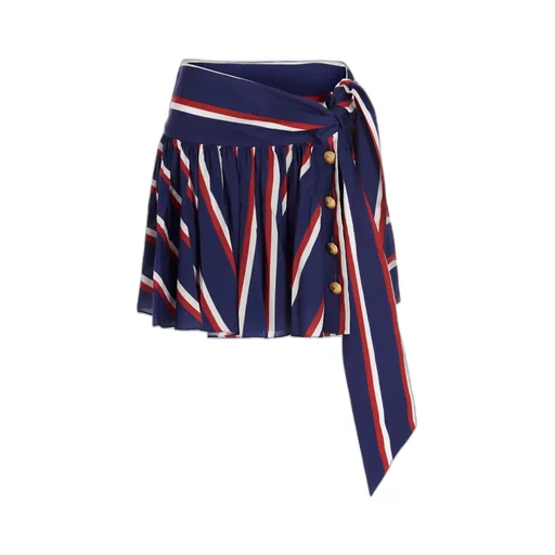 High Summer Capsule - Blue And Red Striped Pleated Skirt
