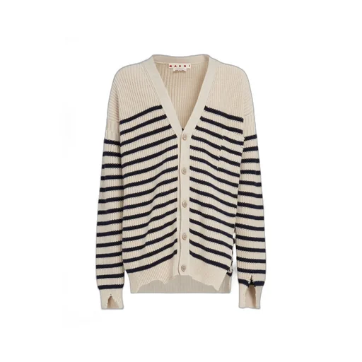 Marni Destroyed Striped Knit Cardigan