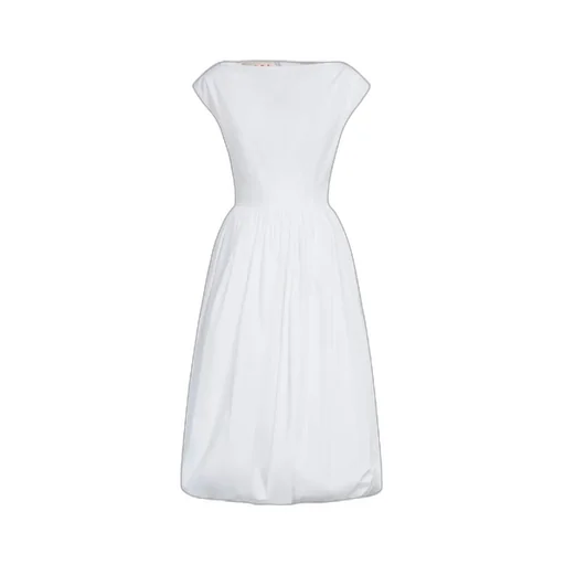 Marni Cap Sleeved Boat-Neck Midi Dress