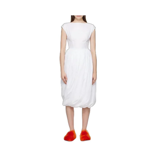 Marni Cap Sleeved Boat-Neck Midi Dress