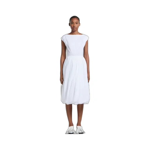 Marni Cap Sleeved Boat-Neck Midi Dress