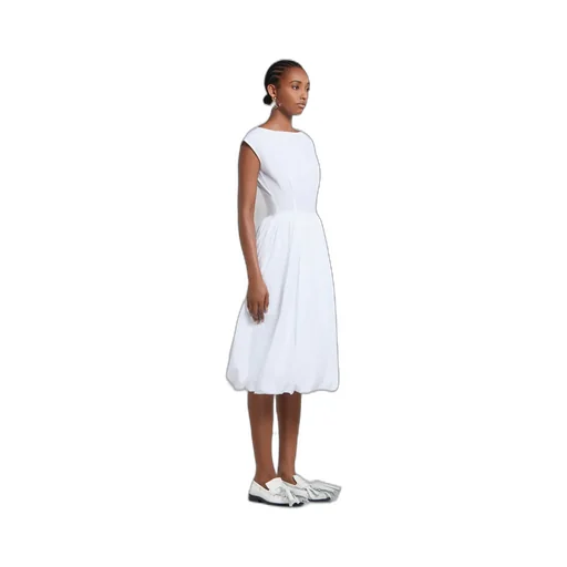Marni Cap Sleeved Boat-Neck Midi Dress