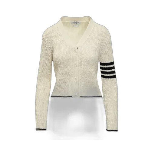 Thom Browne V-Neck Cropped Cable-Knitted Cardigan