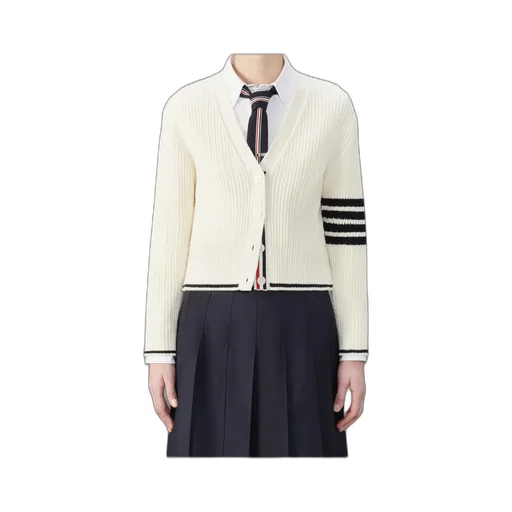 Thom Browne V-Neck Cropped Cable-Knitted Cardigan