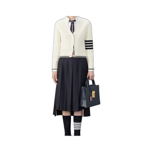 Thom Browne V-Neck Cropped Cable-Knitted Cardigan