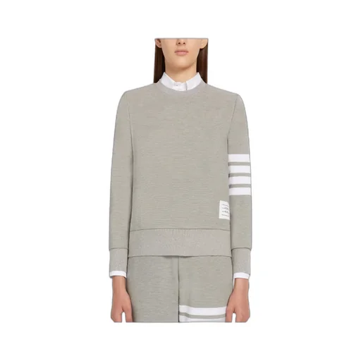 Thom Browne 4-Bar Crewneck Ribbed Sweatshirt