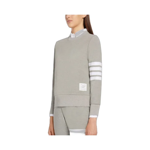 Thom Browne 4-Bar Crewneck Ribbed Sweatshirt