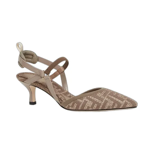 Fendi Logo Detailed Slingback Pumps