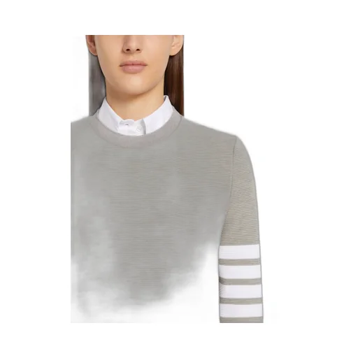 Thom Browne 4-Bar Crewneck Ribbed Sweatshirt