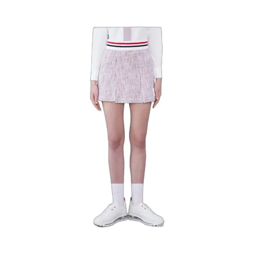 Thom Browne Rwb Striped Tweed Pleated Skirt