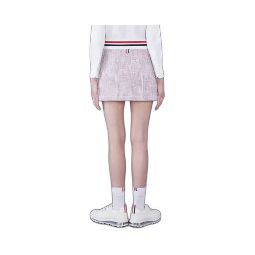Thom Browne Rwb Striped Tweed Pleated Skirt