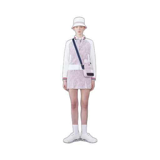 Thom Browne Rwb Striped Tweed Pleated Skirt