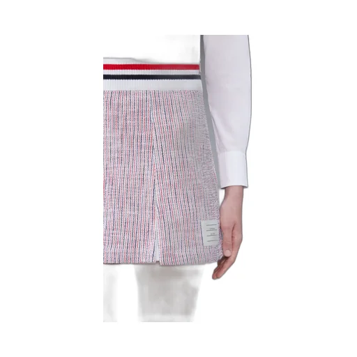 Thom Browne Rwb Striped Tweed Pleated Skirt