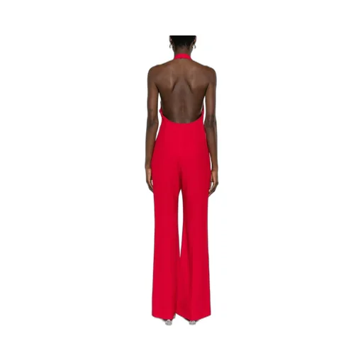 Moschino Chain-Embellished Open-Back Haltrneck Jumpsuit