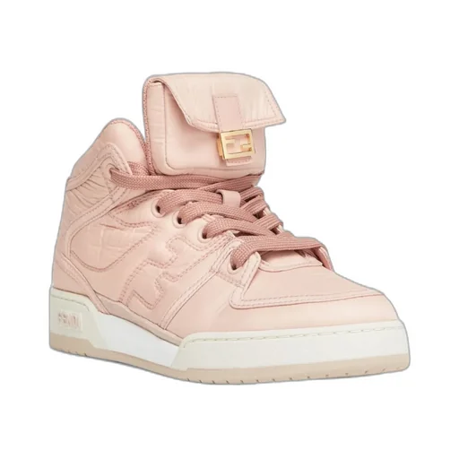 Fendi Logo Embossed High-Top Sneakers
