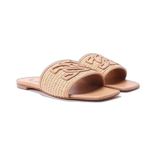 Casadei Portofino Logo-Patch Square-Toe Slides