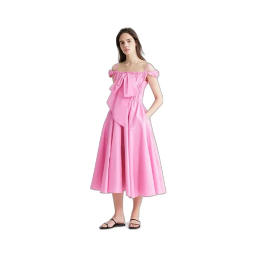 Patou Bow-Detailed Off-Shoulder Midi Dress