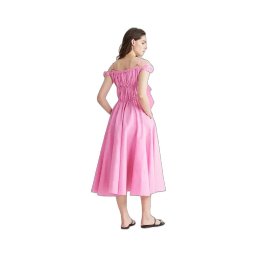 Patou Bow-Detailed Off-Shoulder Midi Dress
