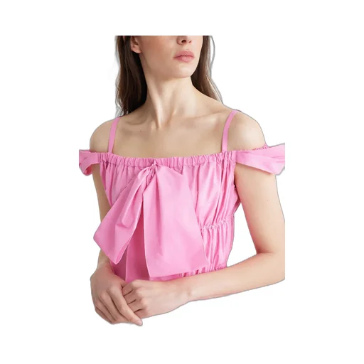 Patou Bow-Detailed Off-Shoulder Midi Dress