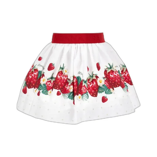 Monnalisa Logo-Waistband Fruit-Printed Skirt