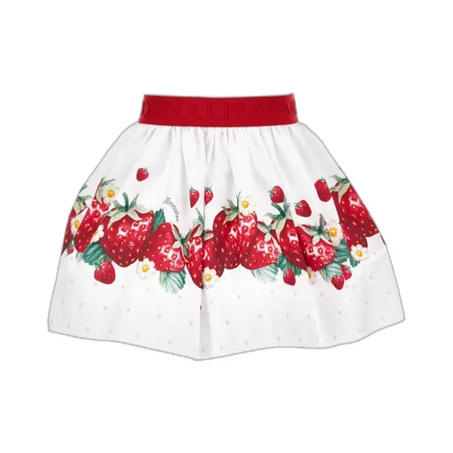 Monnalisa Logo-Waistband Fruit-Printed Skirt