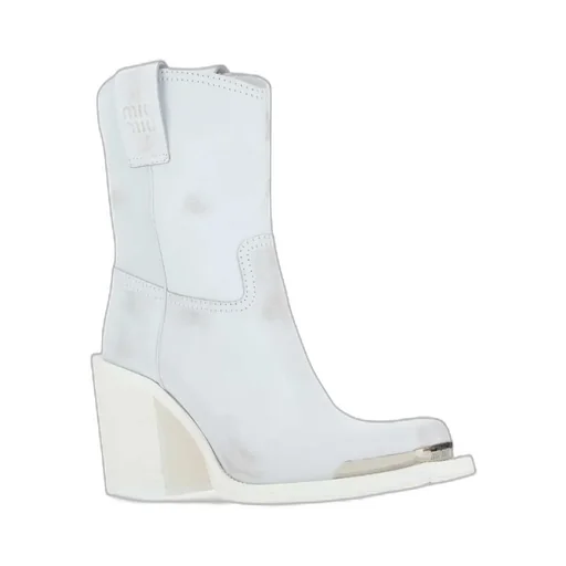Miu Miu Logo Detailed Ankle Boots