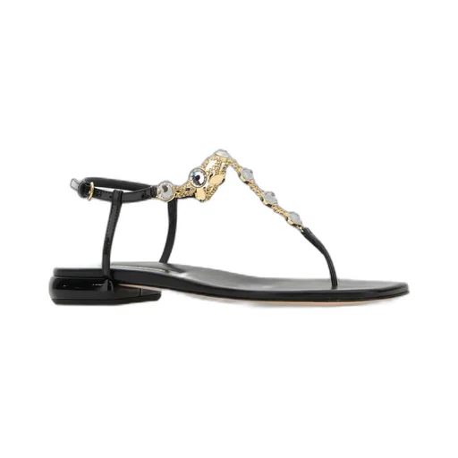 Miu Miu Square-Toe Embellished Thong Sandals