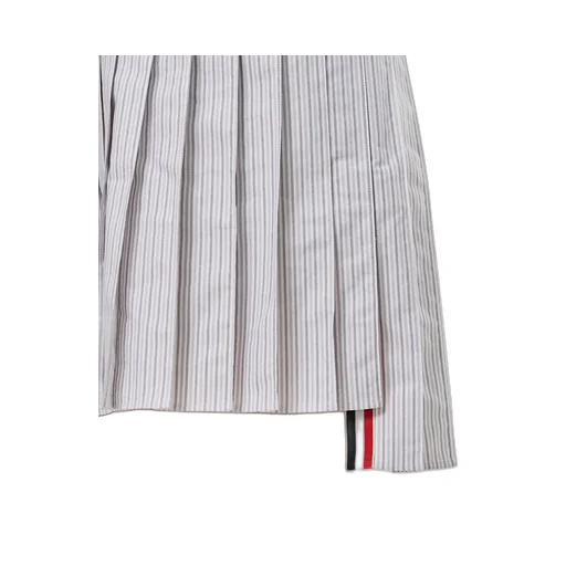 Thom Browne Button-Up Pleated Striped Shirt Dress