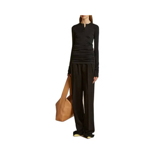 Khaite Cessie High-Waist Straight Leg Trousers