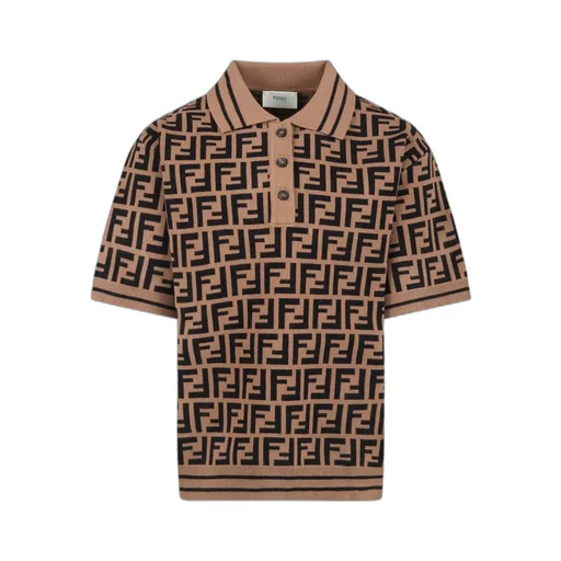 Fendi Kids Ff Motif Knitted Polo Shirt