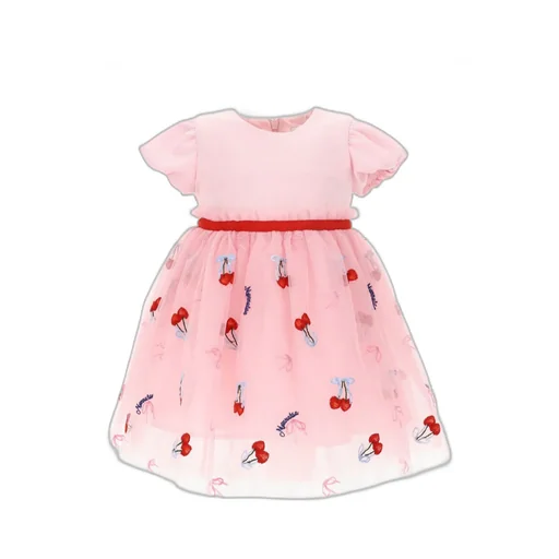 Monnalisa Cherry Printed Ruffled Dress