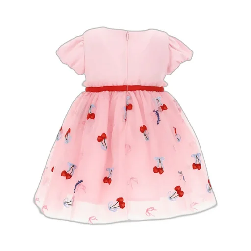 Monnalisa Cherry Printed Ruffled Dress