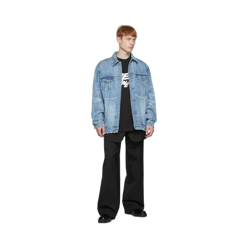 Logo Lapel Denim Coat