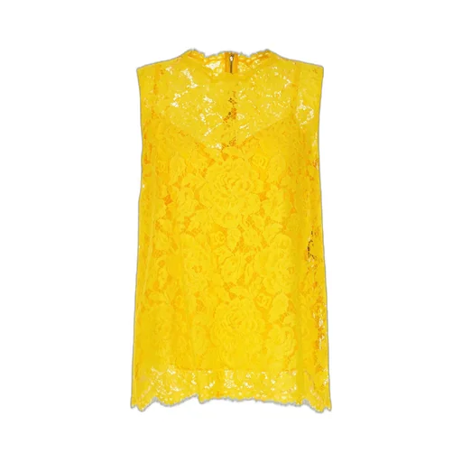 Dolce & Gabbana Branded Floral Cordonetto Lace Top