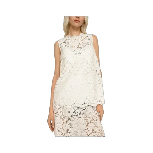 Dolce & Gabbana Floral Lace Crewneck Sleeveless Top