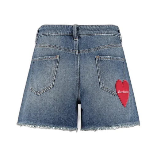 Heart-Patch Denim Shorts